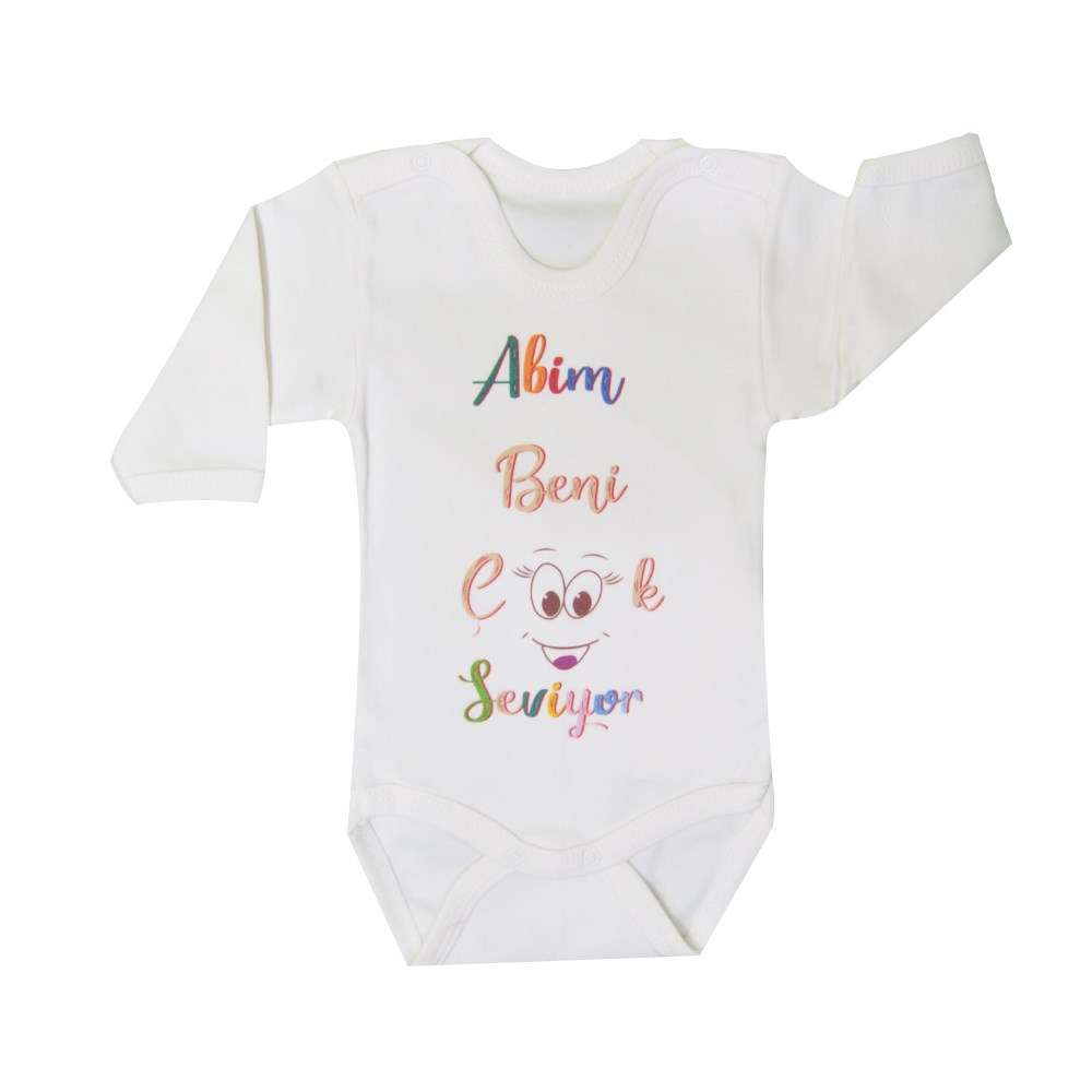 Sebi Bebe Uzun Kollu Baskılı Bebek Body 5906AC Ekru