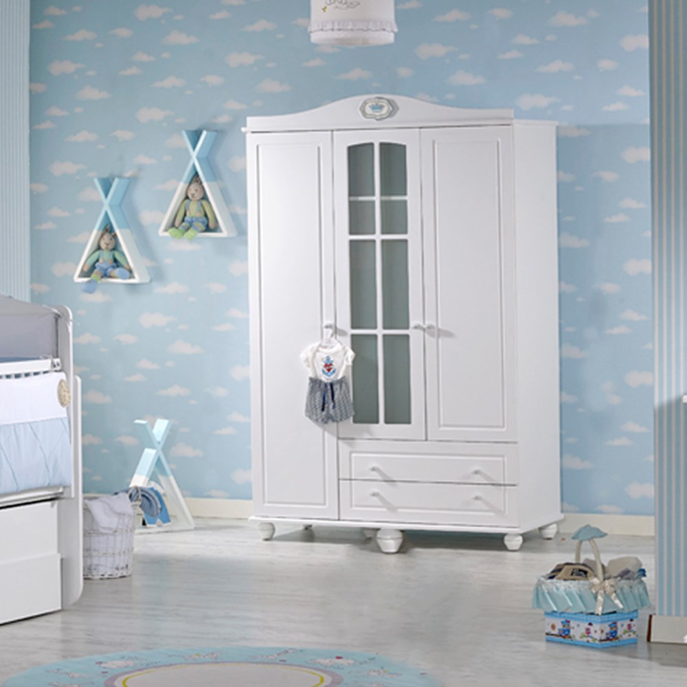 Meltem Smart Carino Bebek Odası 3 Kapılı Dolap Mavi