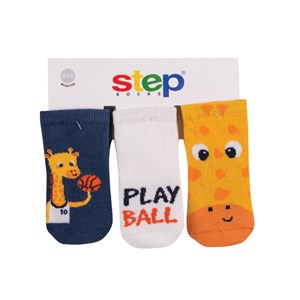 Step Play Giraffe 3'lü Soket Bebek Çorabı 10059 Turuncu