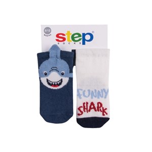 Step 3D Funny Shark 2'li Soket Bebek Çorabı 10075 Lacivert