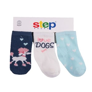 Step Love Dog 3'lü Soket Bebek Çorabı 10080 Lacivert