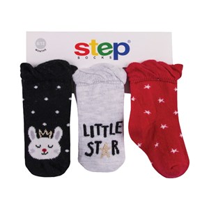 Step Little Star 3'Lü Soket Bebek Çorabı 10090 Kırmızı
