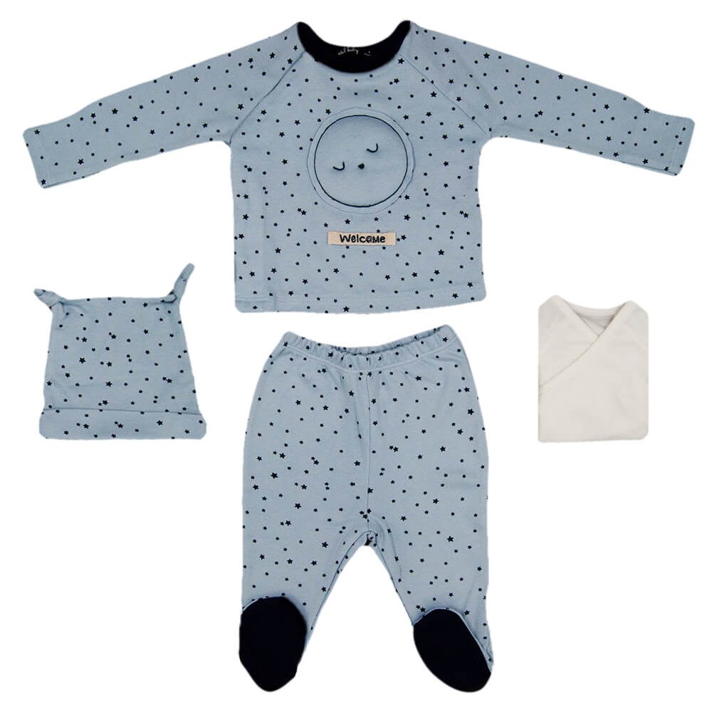 İdil Baby Uzun Kollu Bebek Zıbın Takımı 13526 Mavi