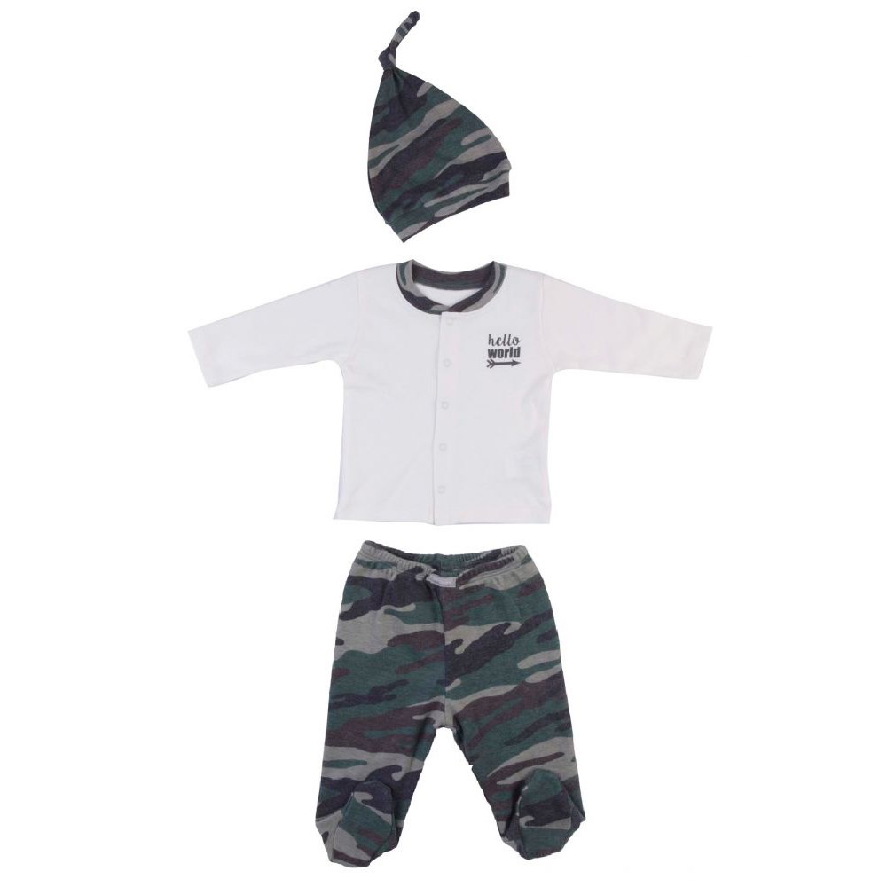 Bebepan Camo Bebek Pijama Takımı 1999 Ekru-Yeşil