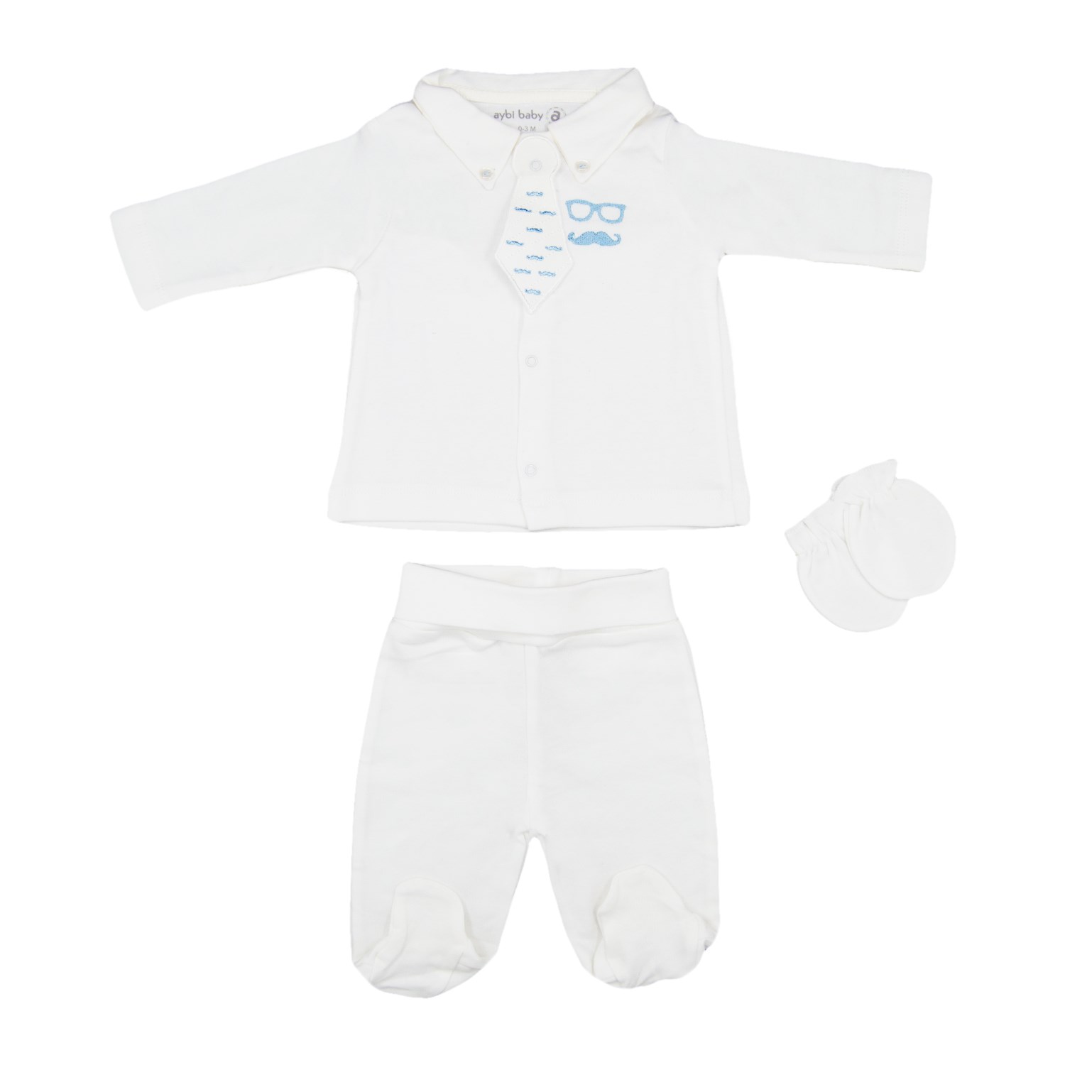 Aybi Baby 3'lü Bebek Alt Üst Takımı 2600 Mavi