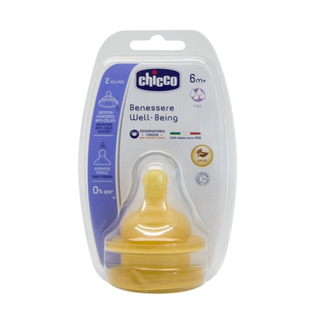 Chicco Wellbeing 2'li Kauçuk Biberon Emziği Mama Akış 6 ay+ 