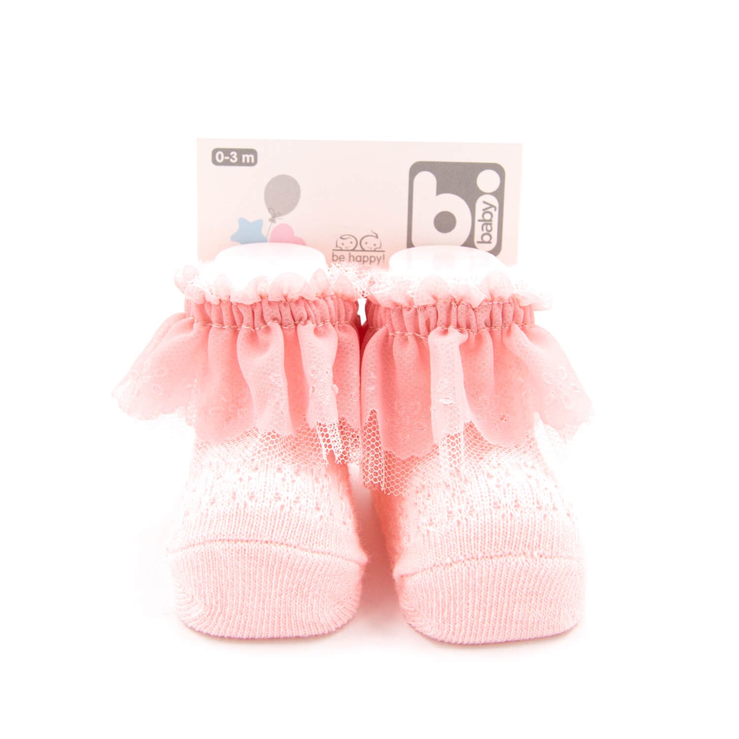 Bibaby Dantelli Bebek Çorabı 68153 Pembe