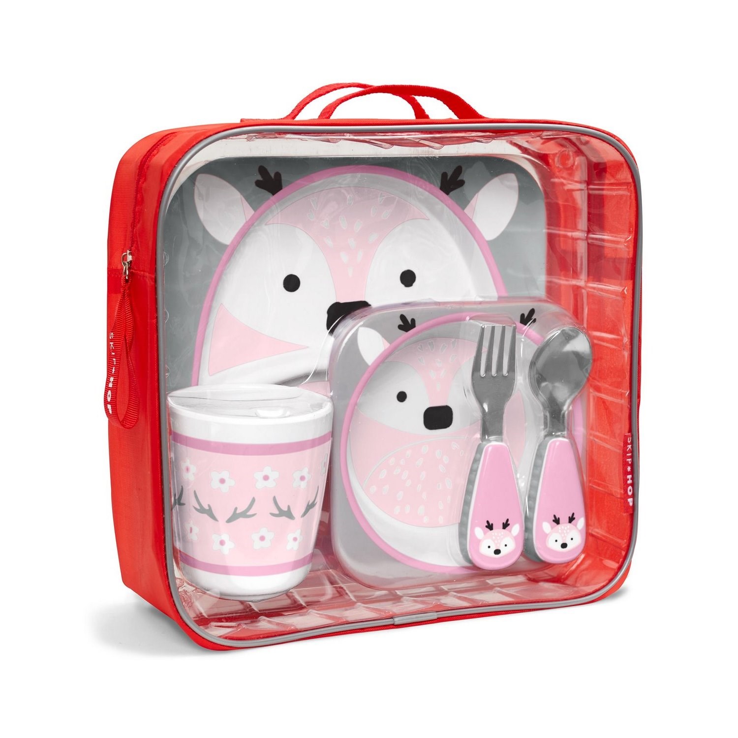 Skip Hop Çantalı Beslenme Seti Gri-Pembe