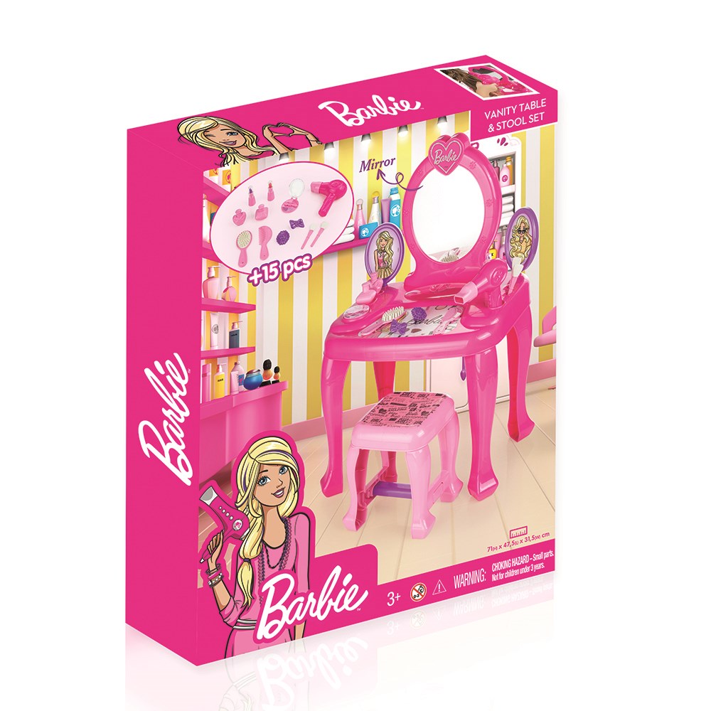 Barbie Ayaklı Makyaj Masası ve Sandalye Seti 