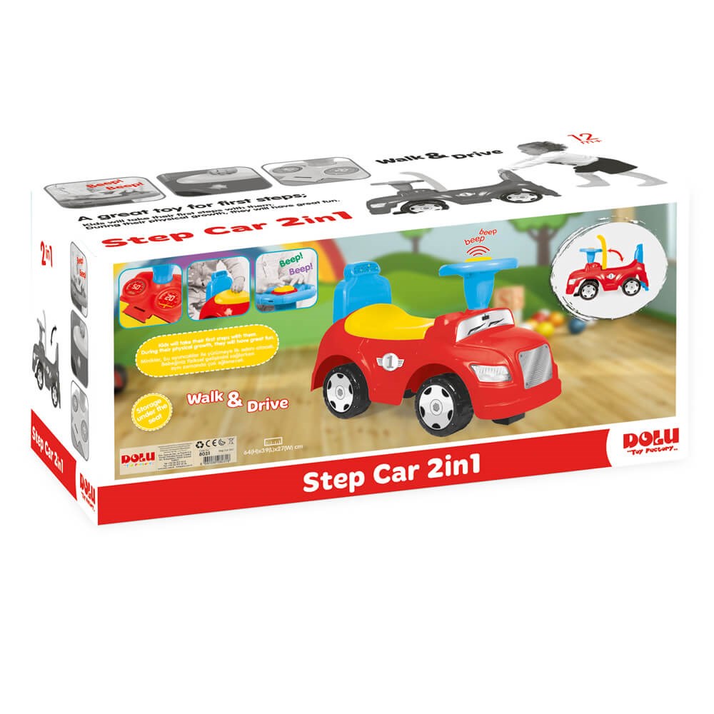 Dolu Toy Factory Step Oyuncak Araba 2'si 1 Arada Kırmızı