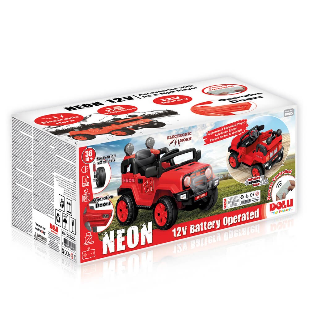 Dolu Oyuncak Neon 12 V Uzaktan Kumandalı Akülü Araba Kırmızı