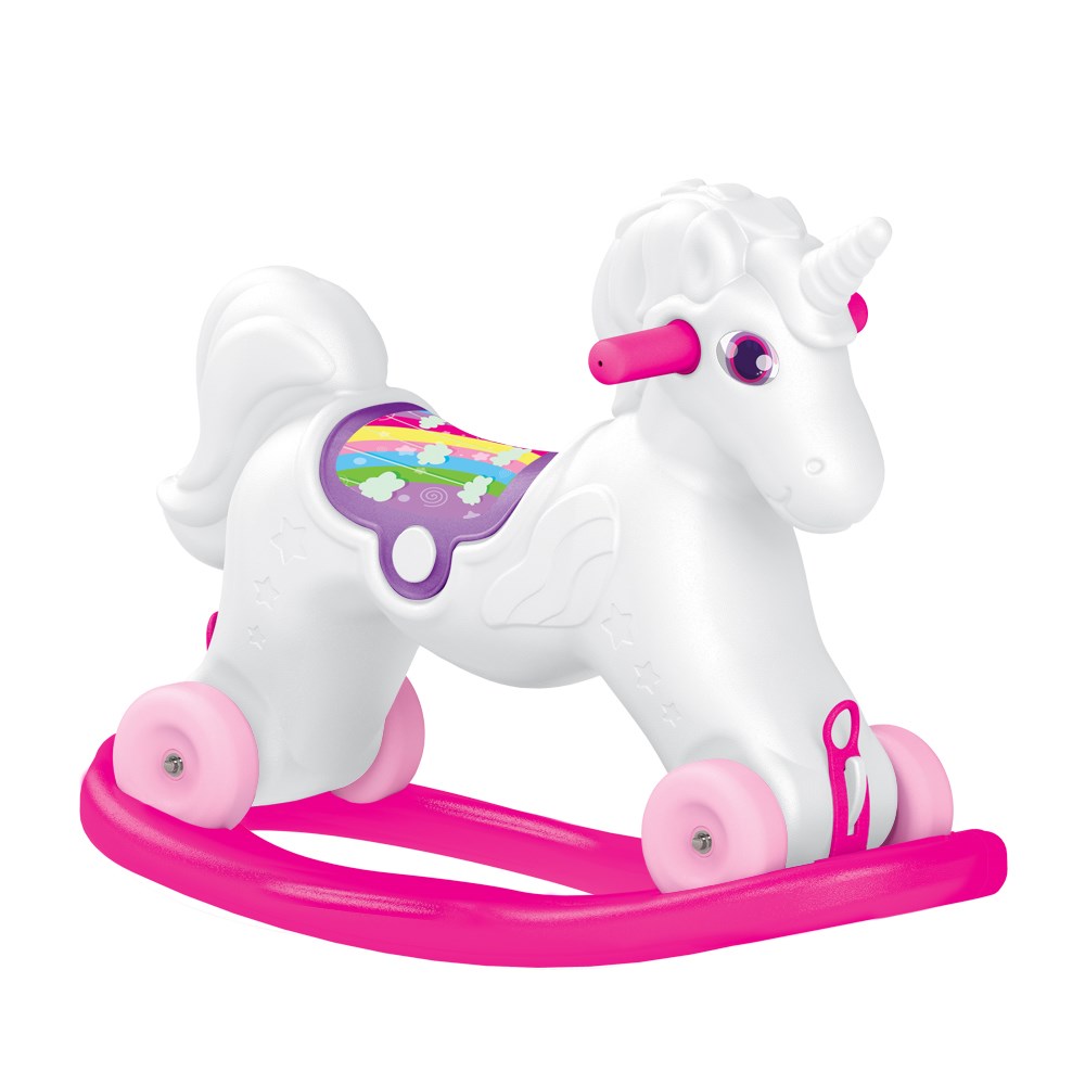 Dolu Oyuncak Unicorn Sallanan Tekerlekli At 