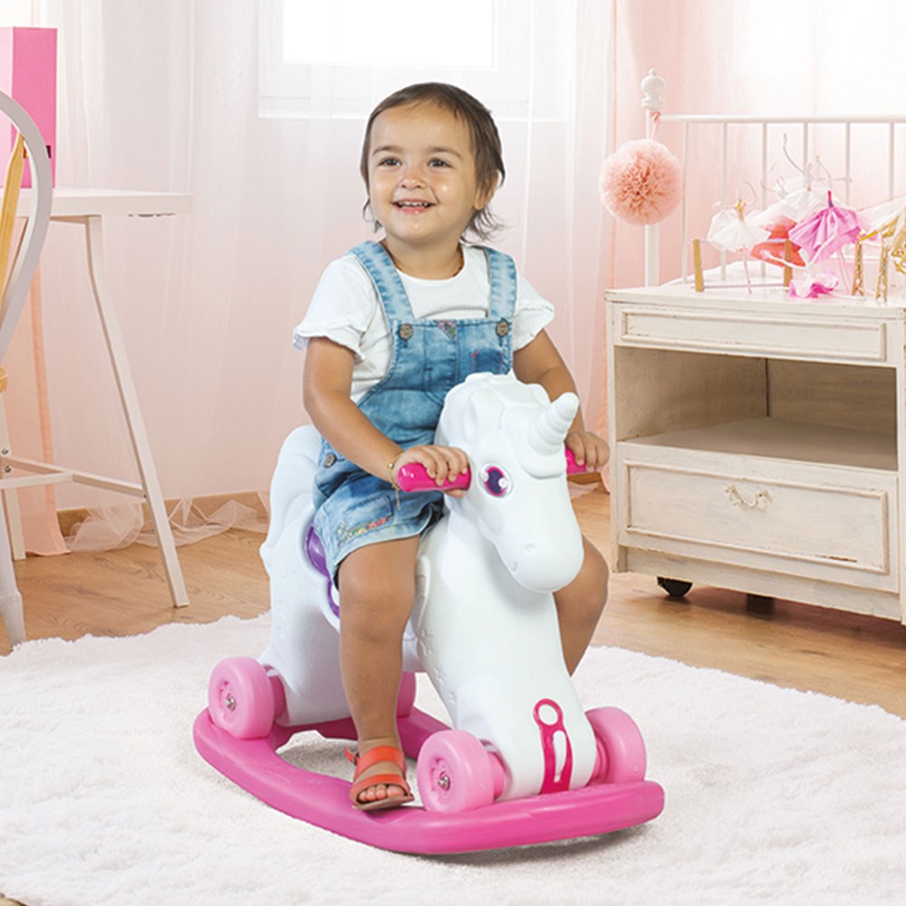 Dolu Oyuncak Unicorn Sallanan Tekerlekli At 