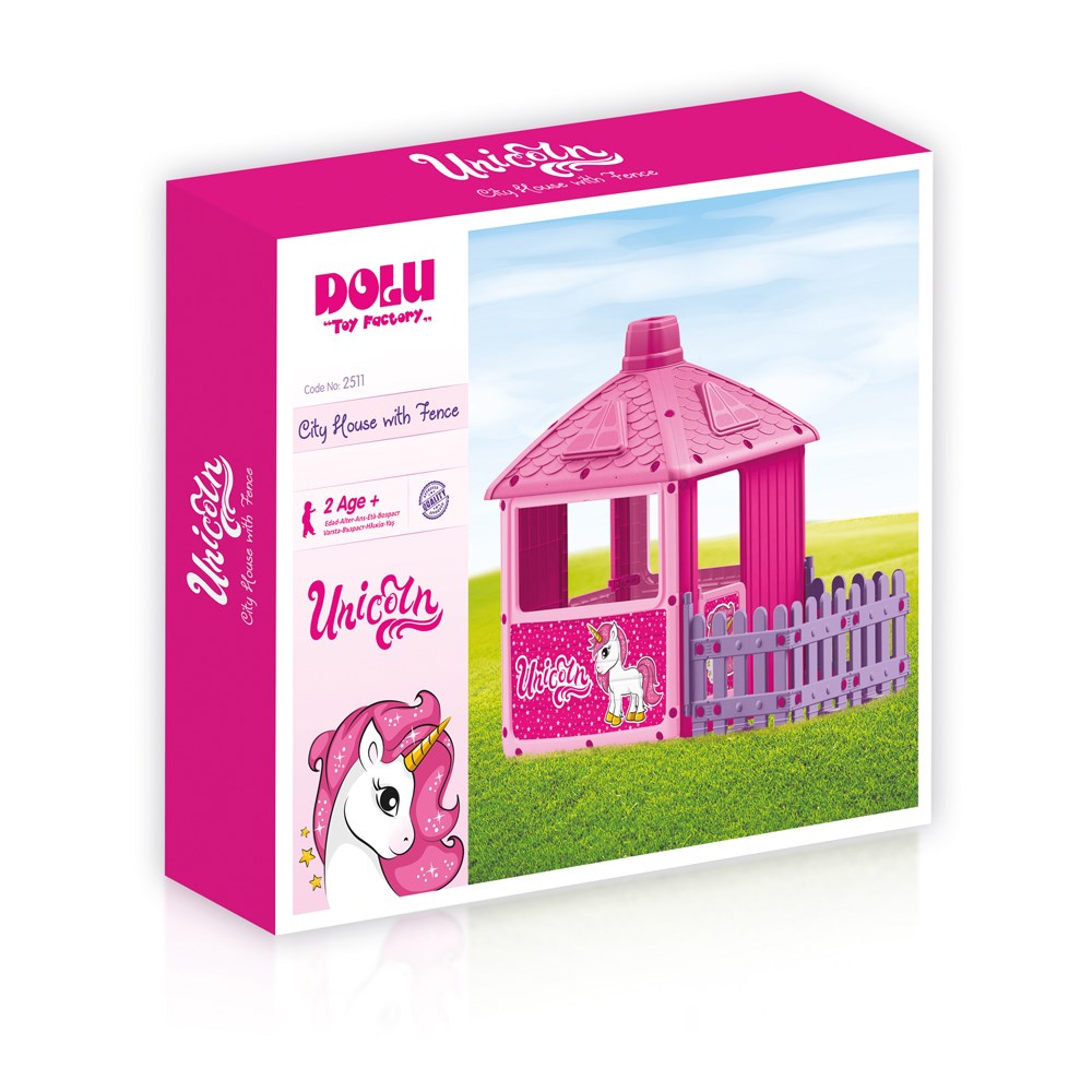 Dolu Unicorn Oyuncak Şehir Evi Çitli 