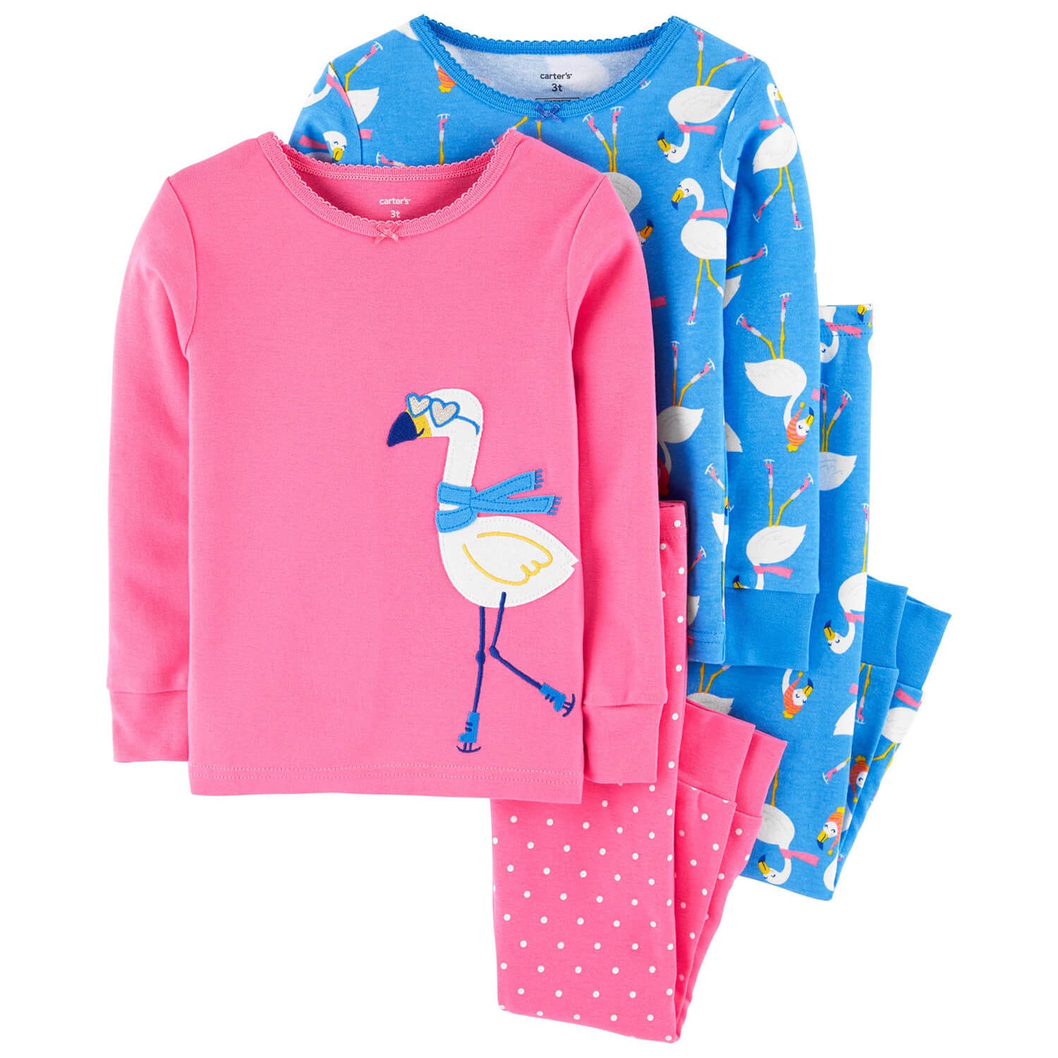 Carter's Flamingo 4'lü Çocuk Pijama Takımı Pembe-Mavi
