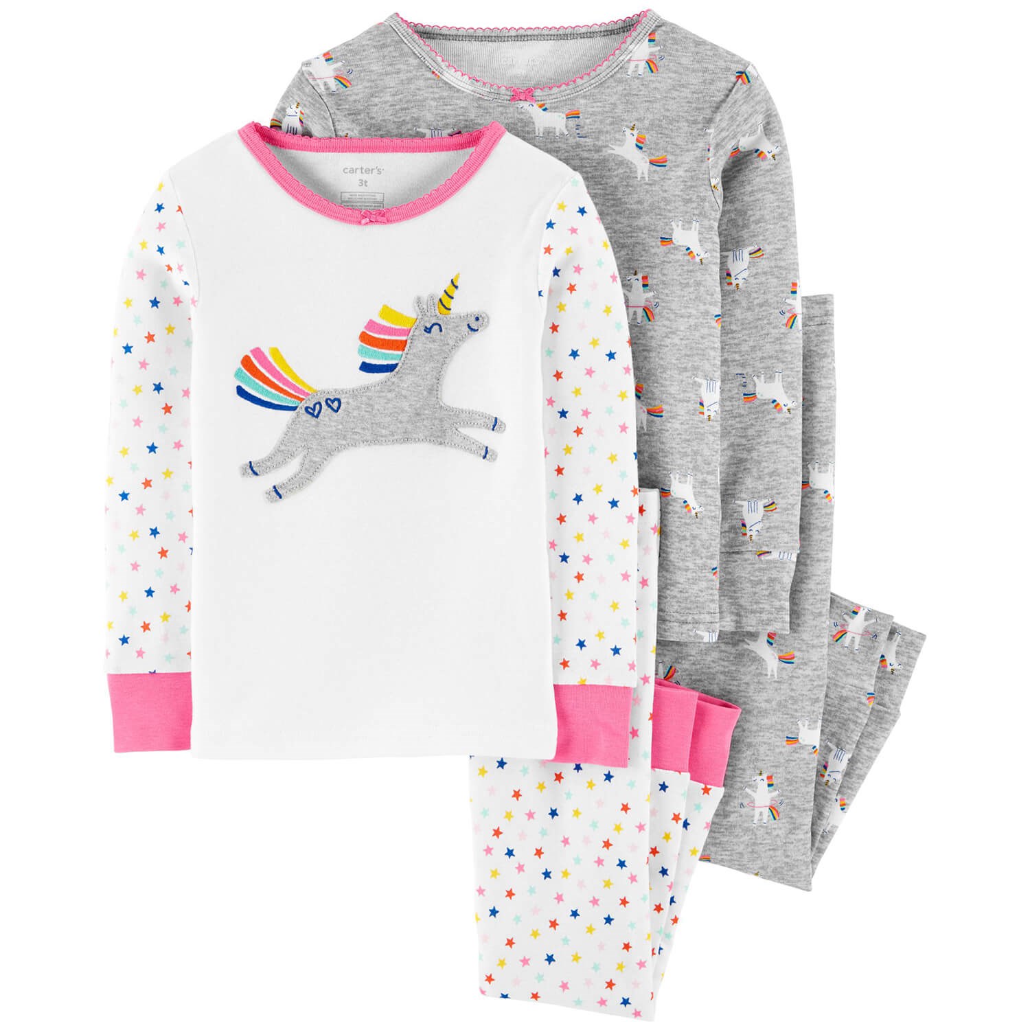 Carter's Unicorn 4'lü Çocuk Pijama Takımı Beyaz-Gri