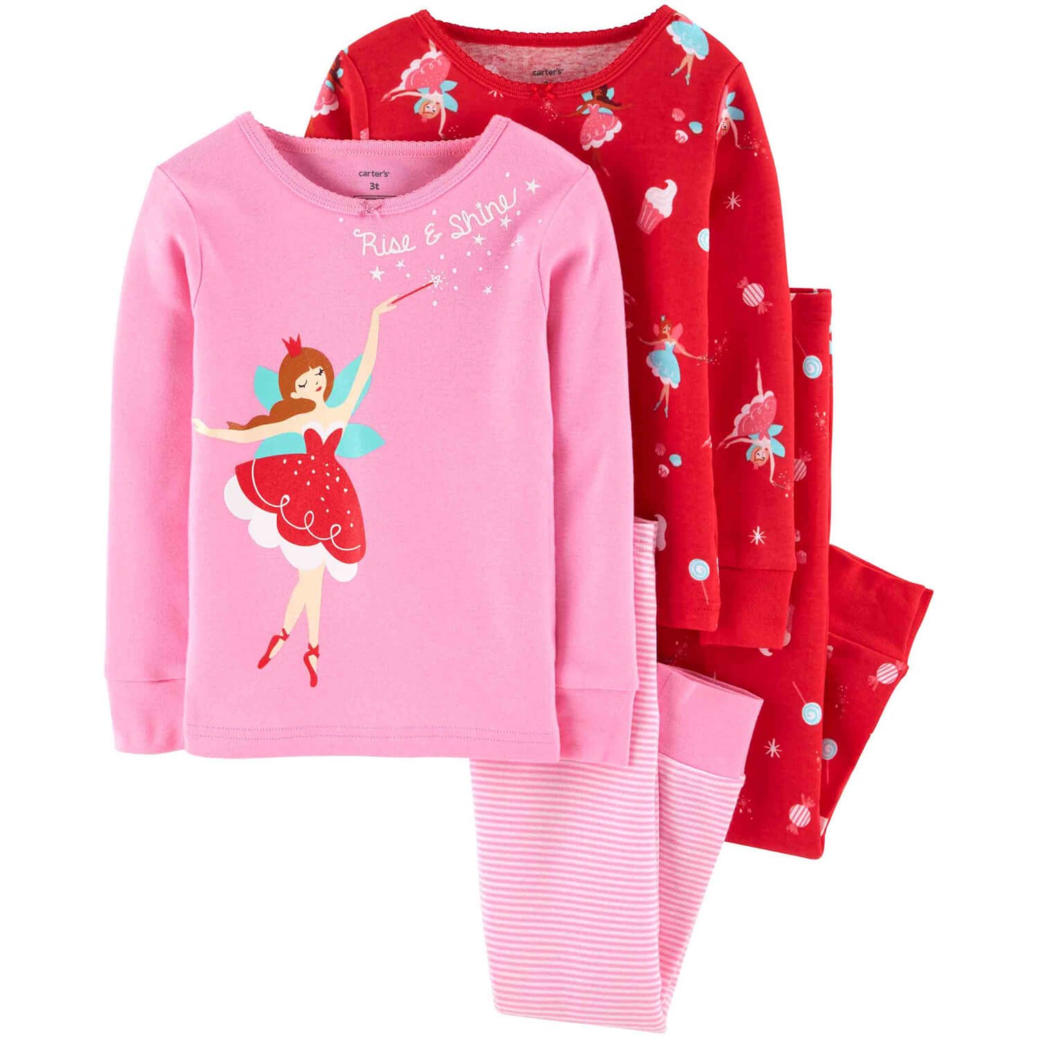 Carter's Balerin 4'lü Bebek Pijama Takımı Pembe-Kırmızı