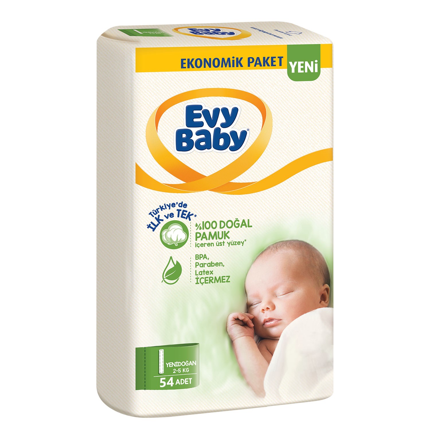 Evy Baby Bebek Bezi 1 Beden Yenidoğan 54 Adet 2-5 Kg 