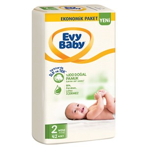 Evy Baby Bebek Bezi 2 Beden Mini 42 Adet 3-6 Kg 
