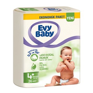 Evy Baby Bebek Bezi 4+ Beden Maxiplus 26 Adet 9-16 Kg 