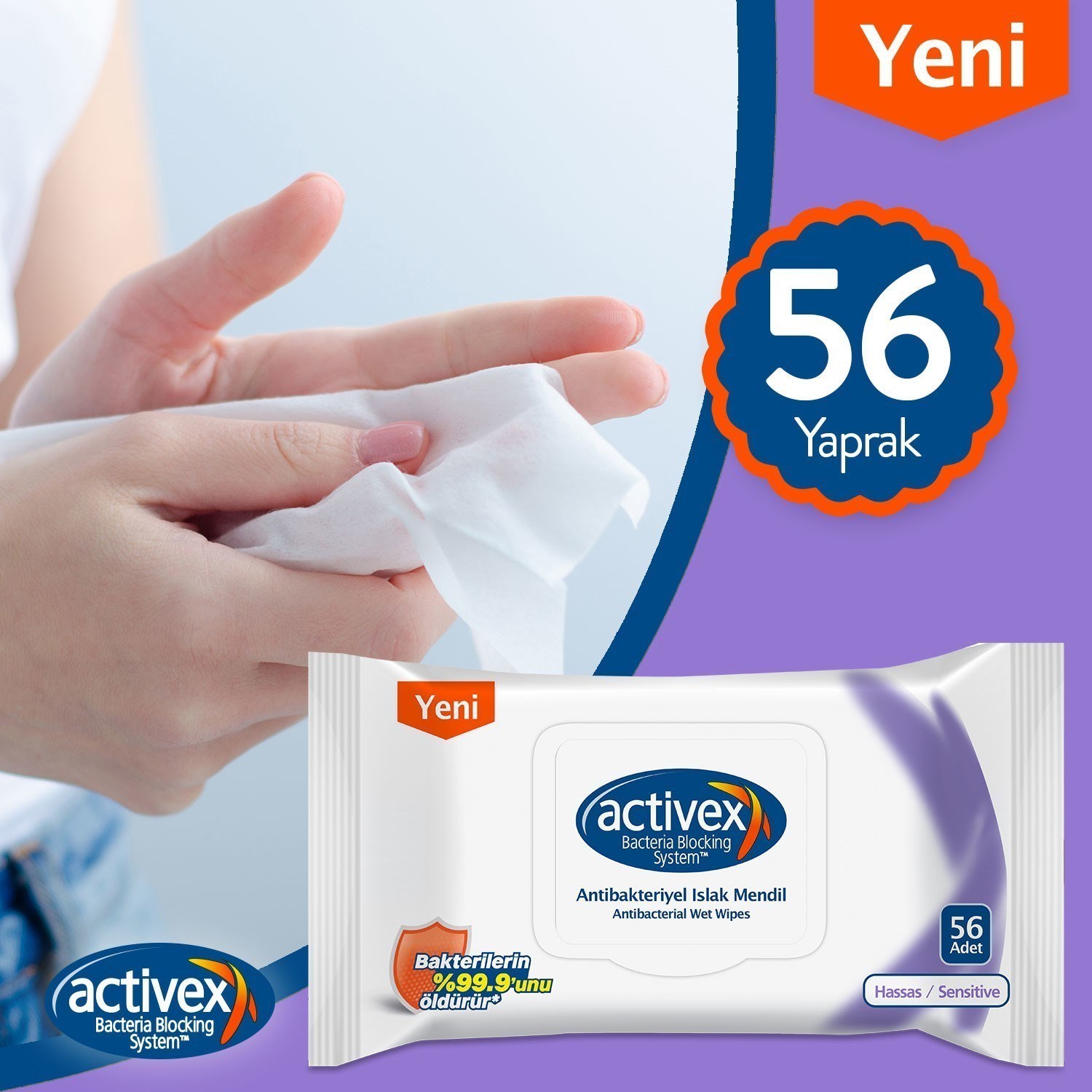 Activex Antibakteriyel Islak Mendil Hassas 56 Yaprak 