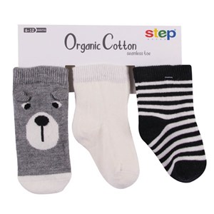 Step Bear 3'lü Soket Bebek Çorabı 5015 Siyah-Gri