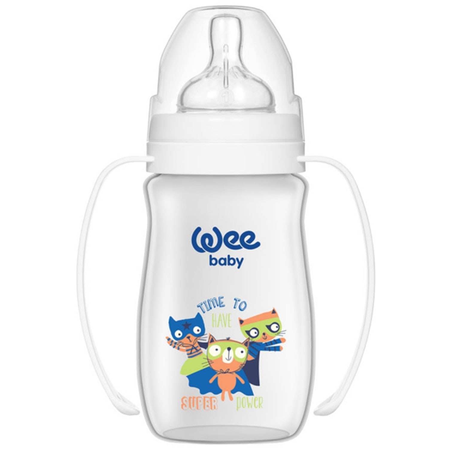 Wee Baby Klasik Geniş Ağızlı Kulplu PP Biberon 250 ml 138 Beyaz