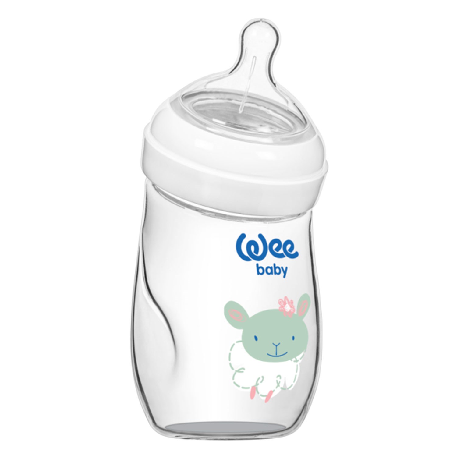 Wee Baby Isıya Dayanıklı Açılı Cam Biberon 180 ml 146 Beyaz