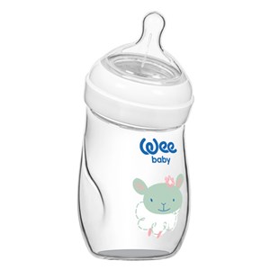 Wee Baby Isıya Dayanıklı Açılı Cam Biberon 180 ml 146 Beyaz