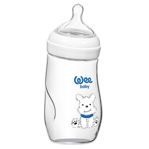 Wee Baby Isıya Dayanıklı Cam Biberon 260ml 147 Beyaz-Lacivert