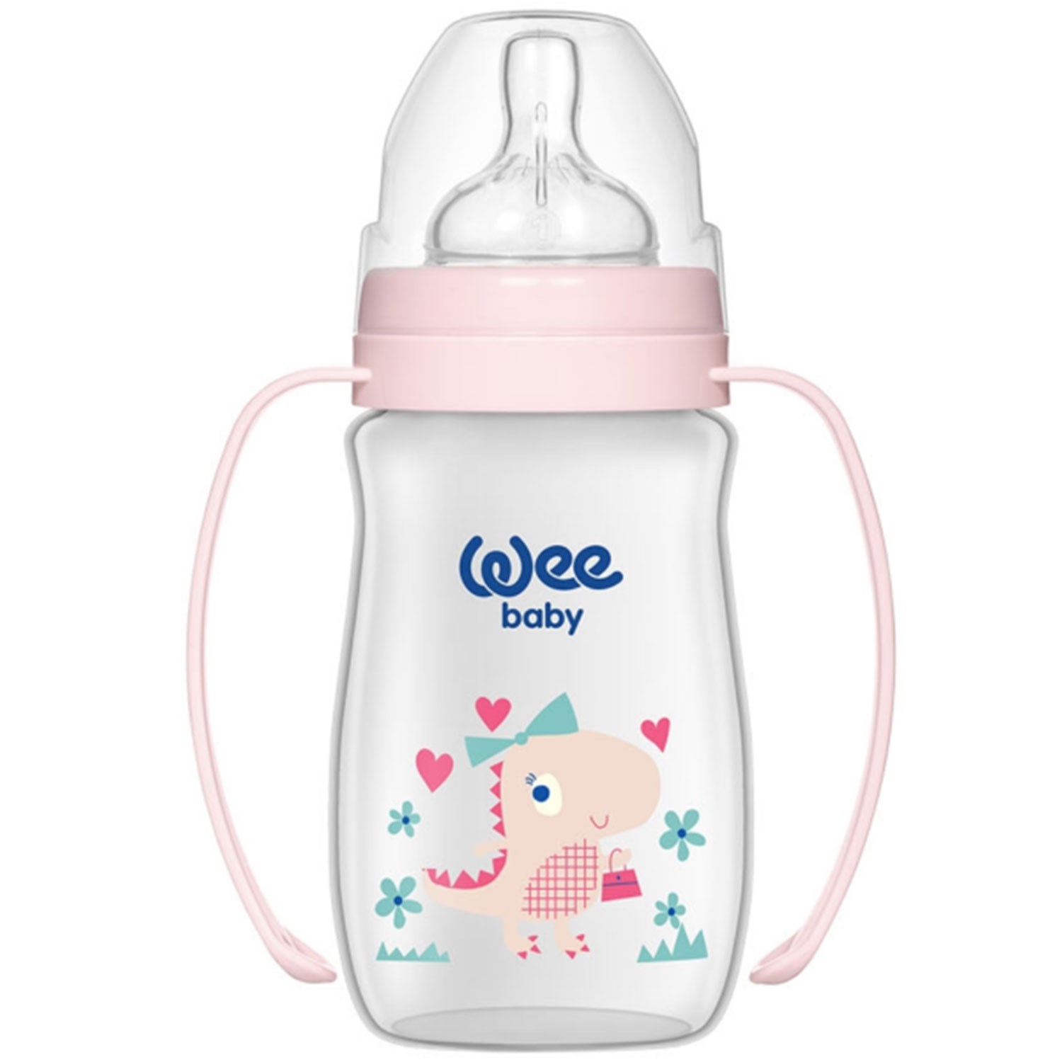 Wee Baby Klasik Geniş Ağızlı Kulplu PP Biberon 250 ml 138 Pembe