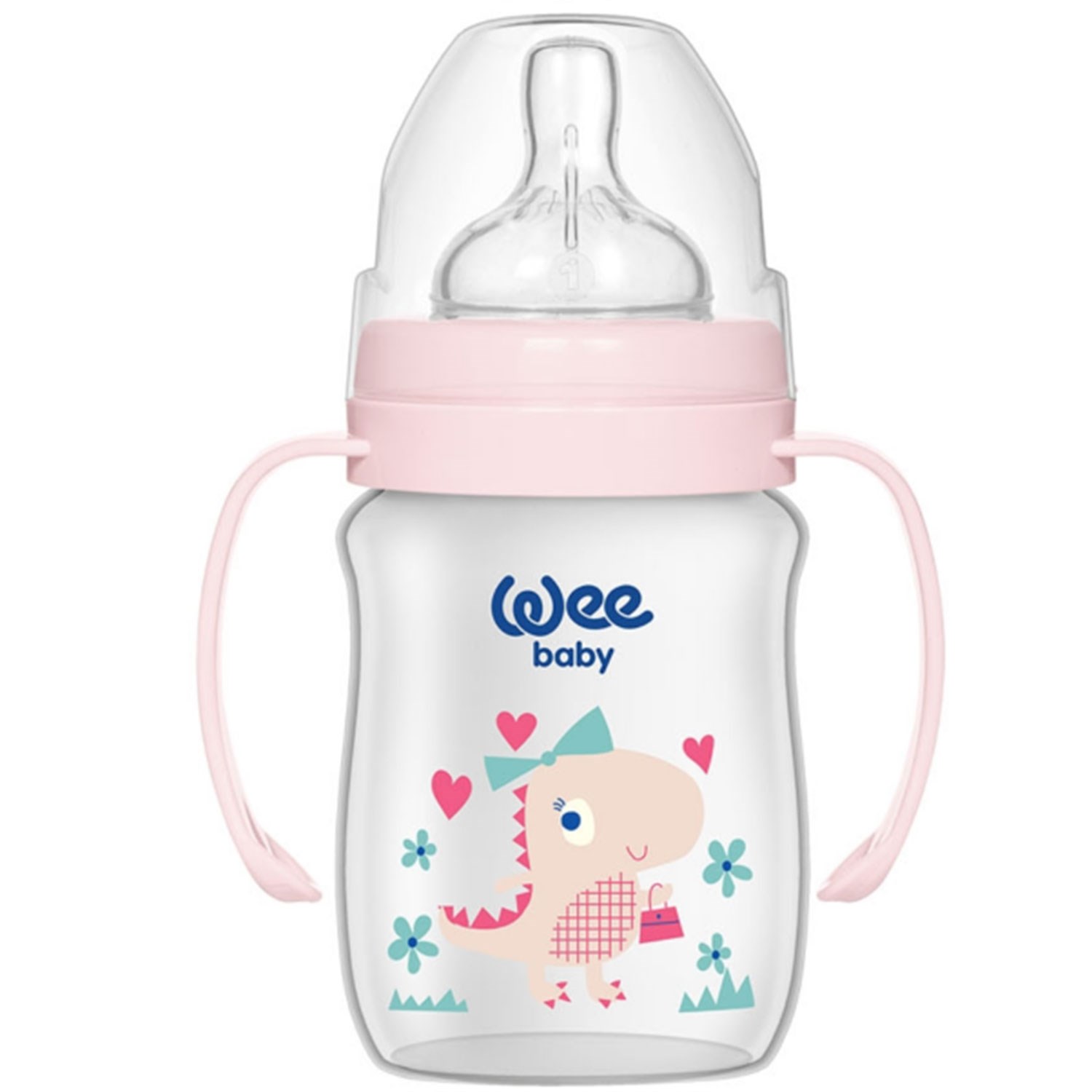 Wee Baby Klasik Geniş Ağızlı Kulplu PP Biberon 150 ml 137 Pembe