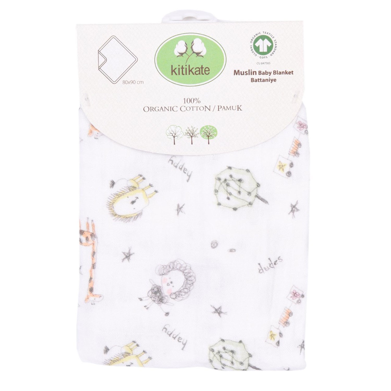 Kitikate Dudes Müslin Bebek Battaniye 80x90 S81596 Turuncu-Sarı