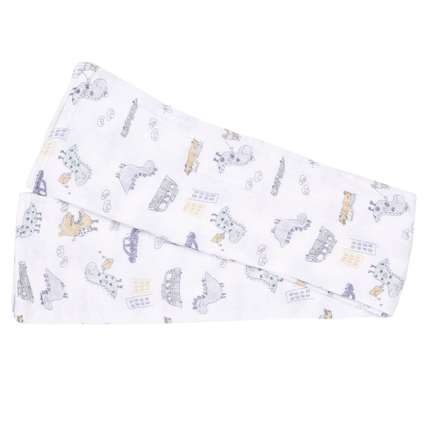 Kitikate Dino Müslin Battaniye 80x90 S81589 Sarı-Gri