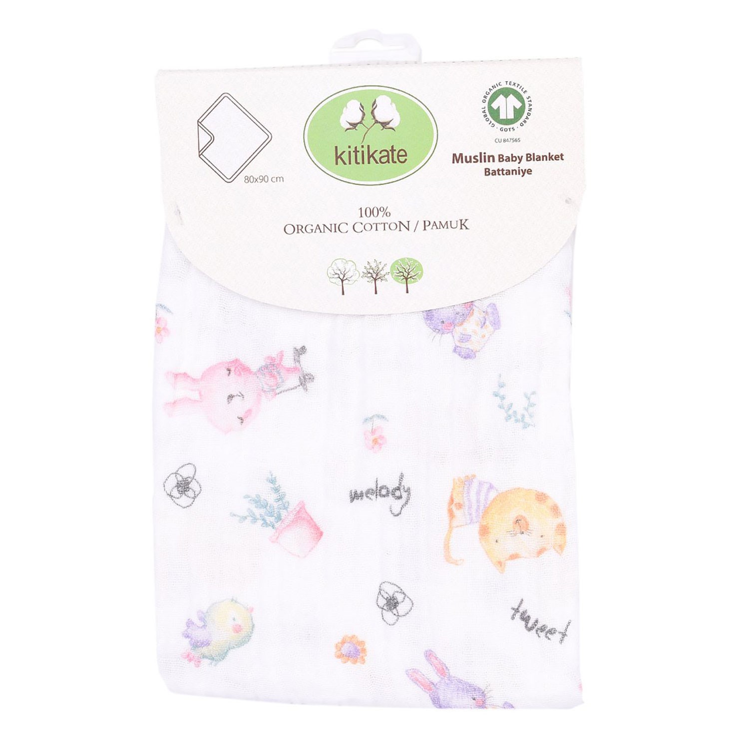 Kitikate Cat Müslin Battaniye 80x90 S81602 Mor-Pembe