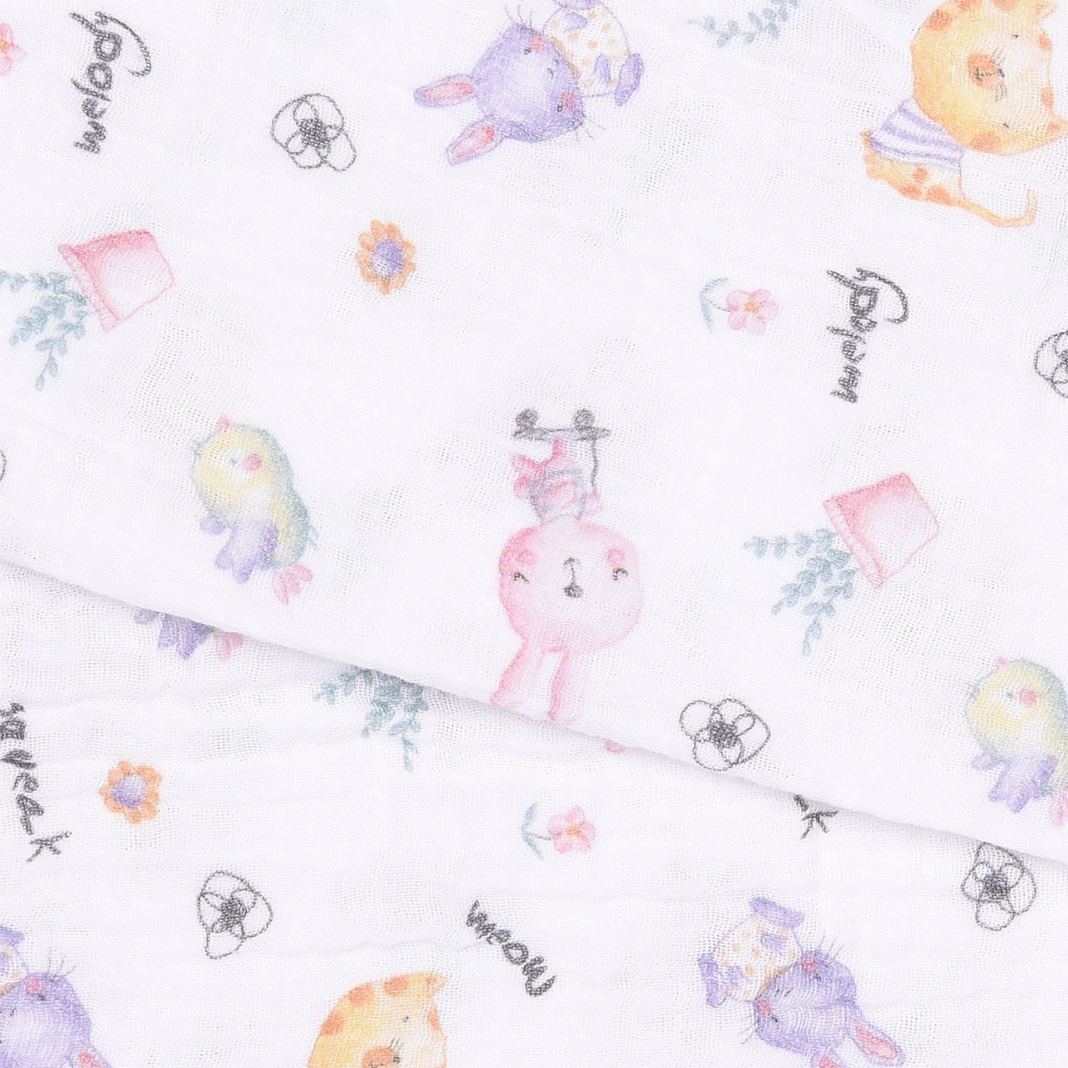 Kitikate Cat Müslin Battaniye 80x90 S81602 Mor-Pembe