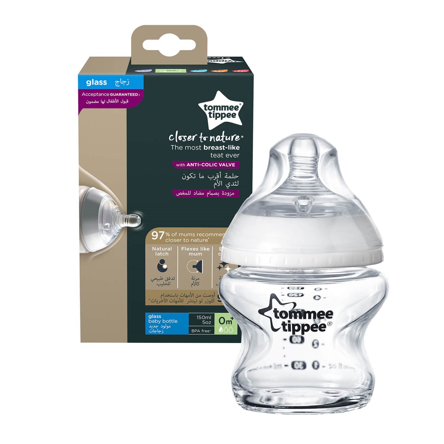 Tommee Tippee Closer to Nature Cam Biberon 150 ml Beyaz