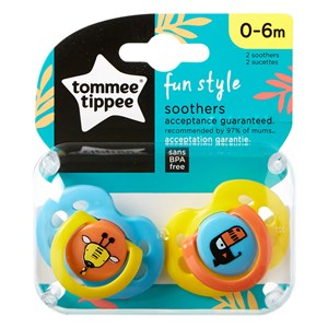 Tommee Tippee Fun Style Ortodontik Emzik 2'li 0-6 Ay  Mavi-Sarı