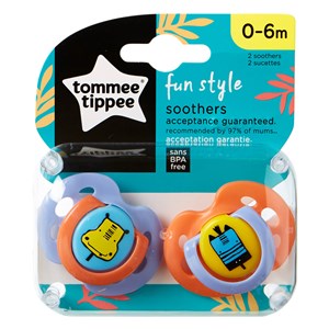 Tommee Tippee Fun Style Ortodontik Emzik 2'li 0-6 Ay  Mor-Turuncu