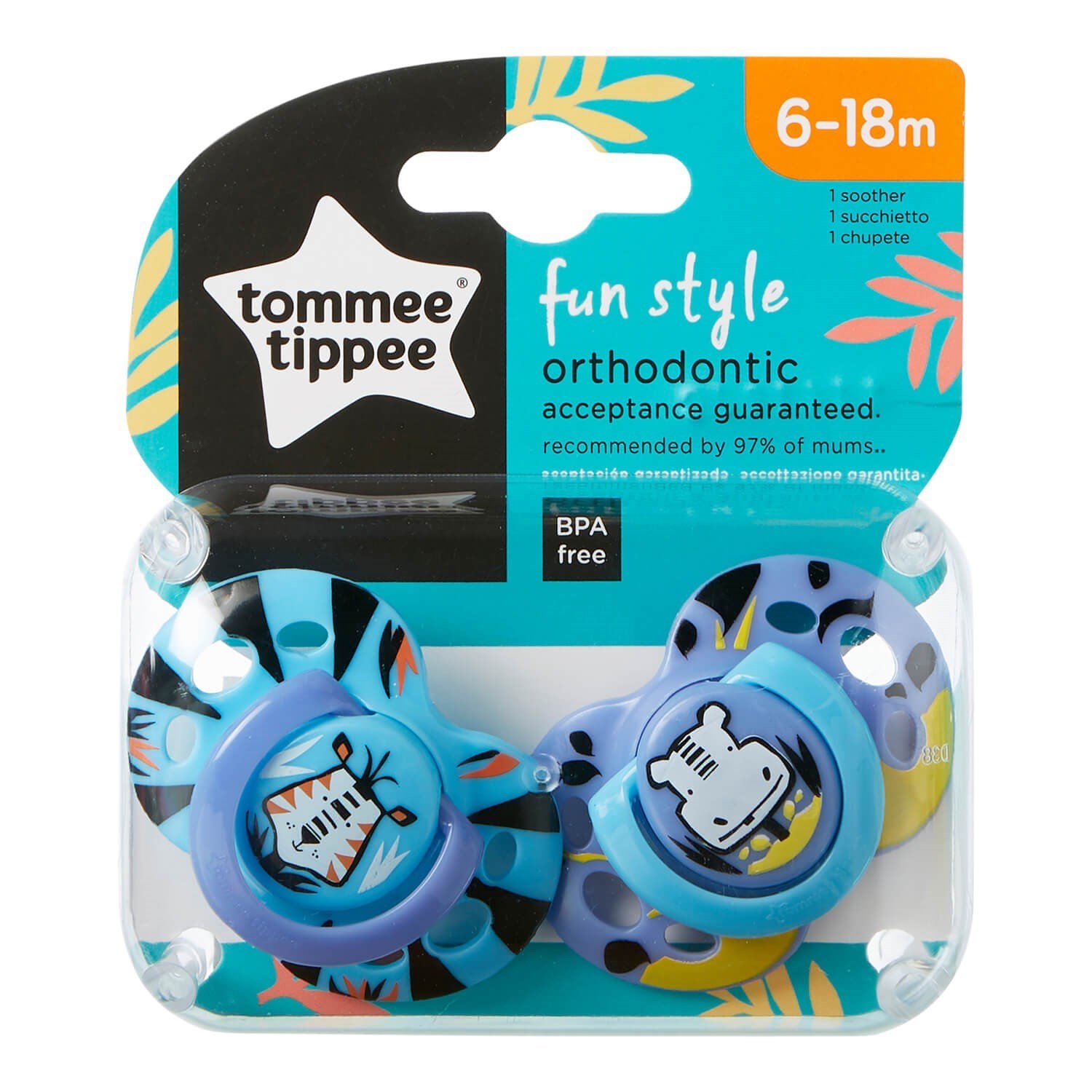 Tommee Tippee Fun Style Ortodontik Emzik 2'li 6-18 Ay  Mavi-Mor