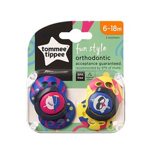 Tommee Tippee Fun Style Ortodontik Emzik 2'li 6-18 Ay  Mor-Sarı