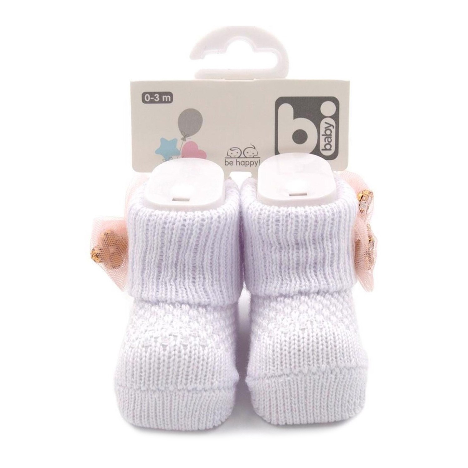 Bibaby Fiyonklu Bebek Çorabı 68301 Beyaz