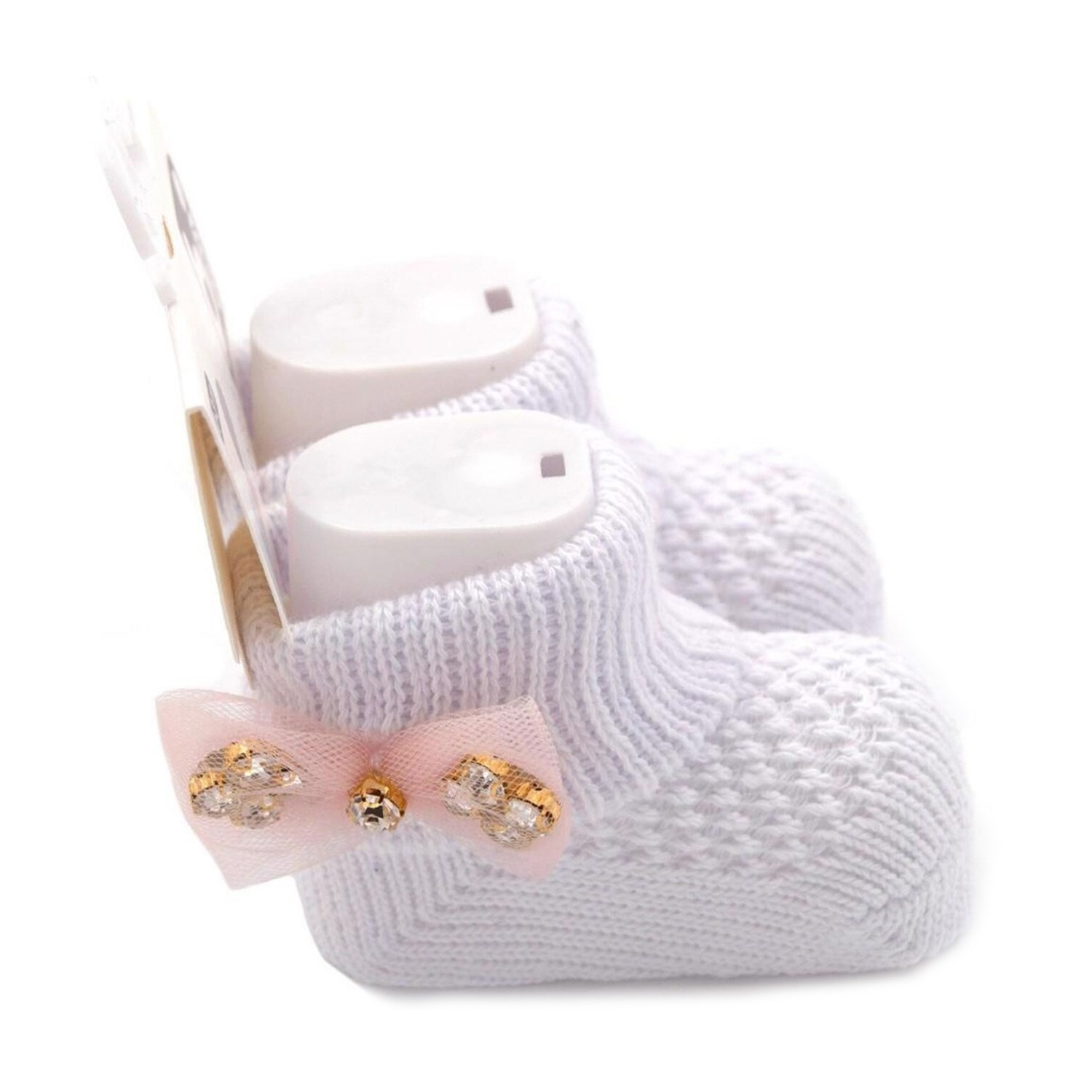 Bibaby Fiyonklu Bebek Çorabı 68301 Beyaz