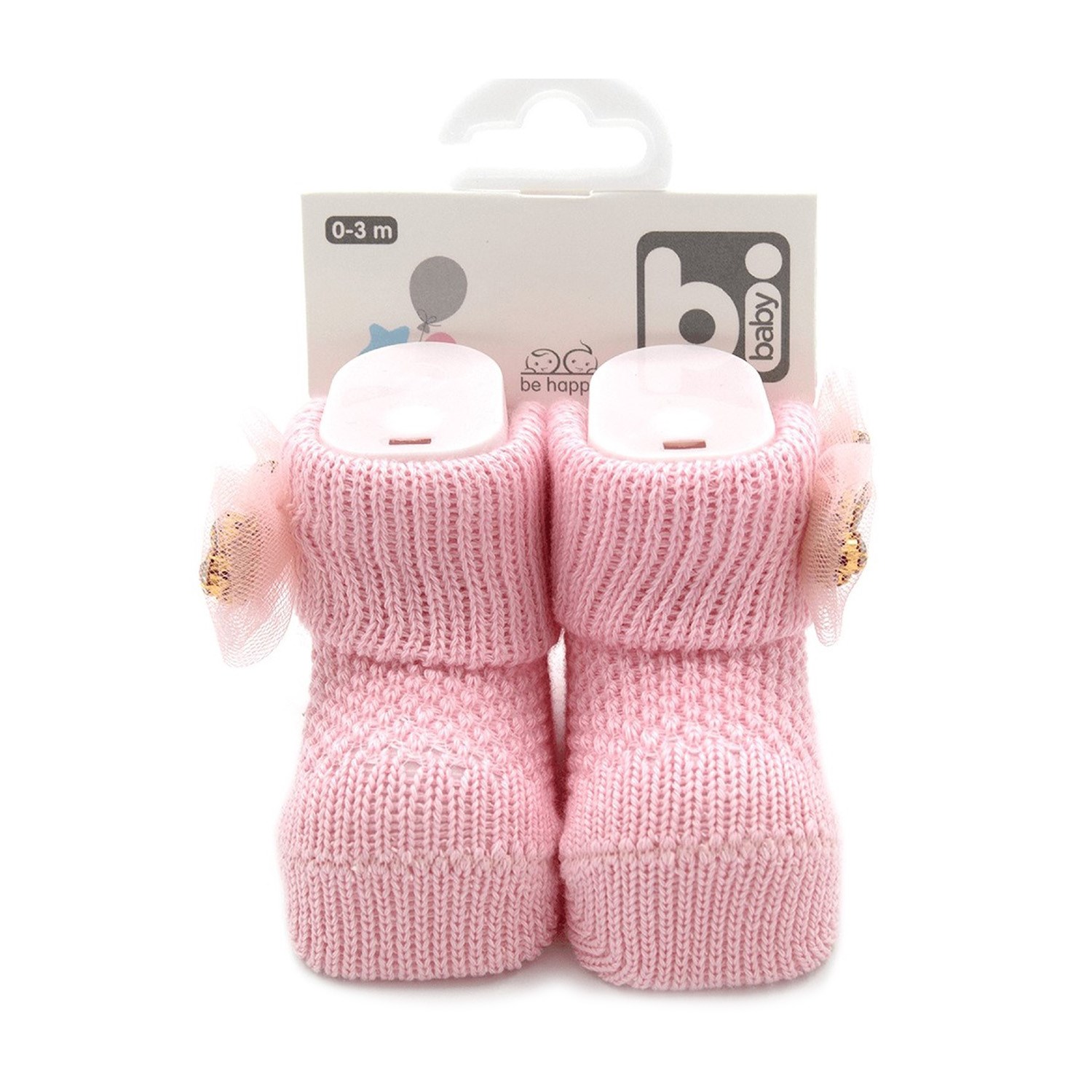 Bibaby Fiyonklu Bebek Çorabı 68301 Pembe