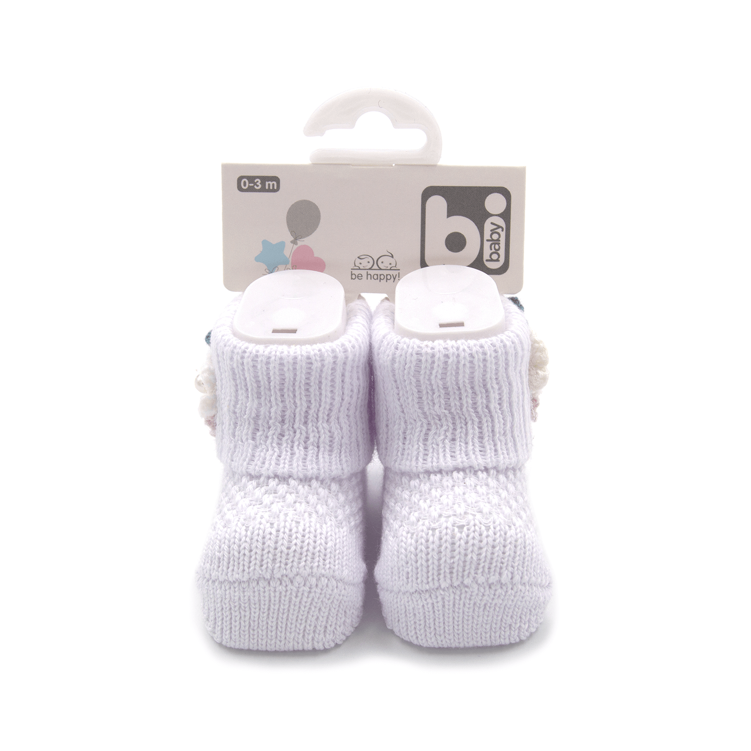 Bibaby Çiçekli Bebek Çorabı 68300 Beyaz