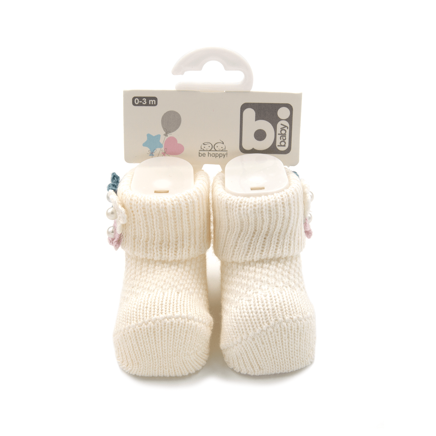 Bibaby Çiçekli Bebek Çorabı 68300 Ekru