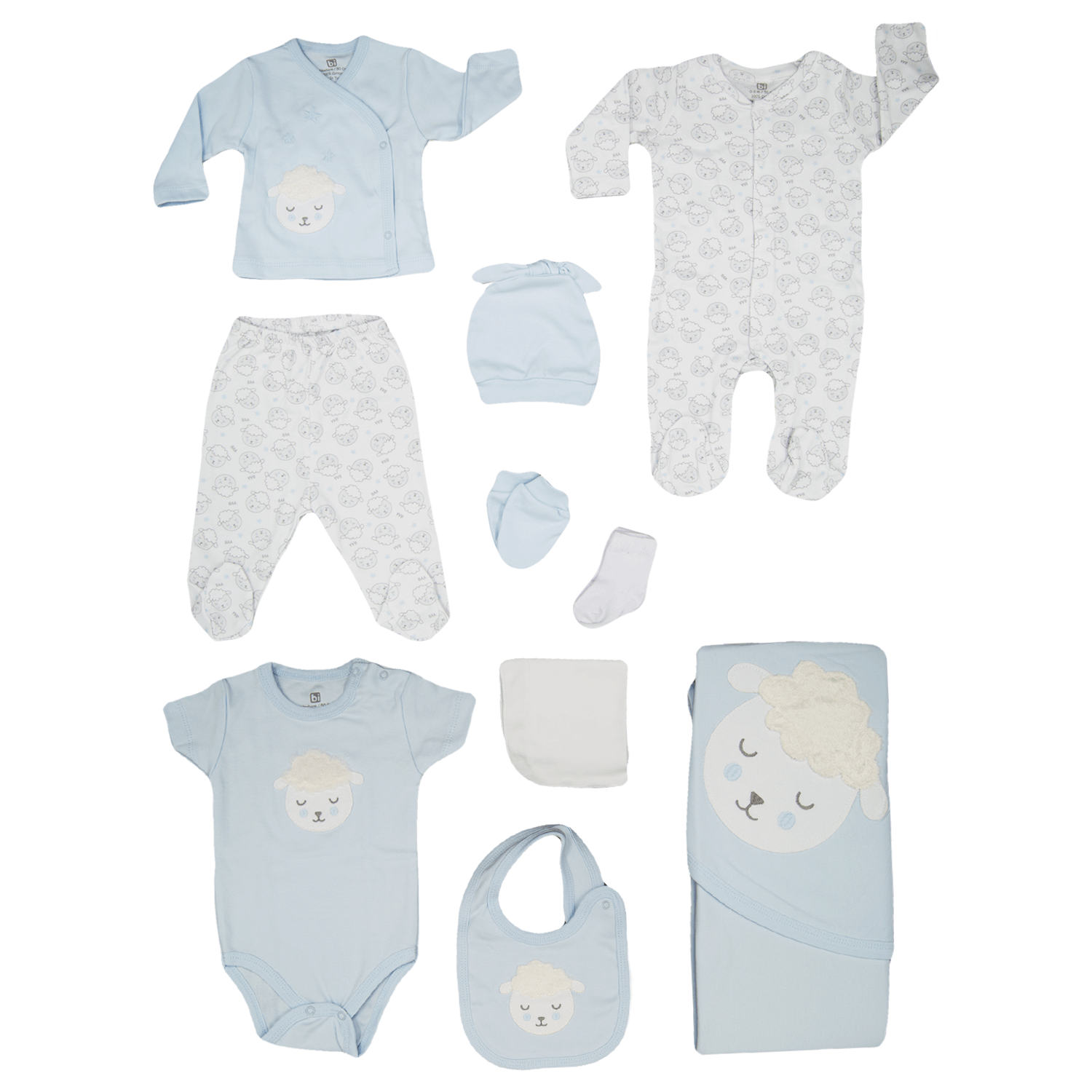 Bibaby Sweet Lamb 10'lu Bebek Hastane Çıkış Seti 63139 Mavi