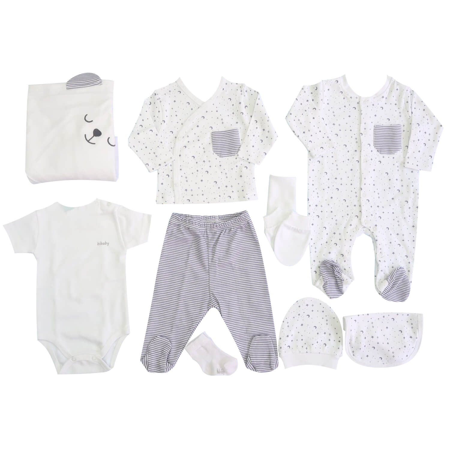 Bibaby Stars 10'lu Hastane Çıkış Seti 63133 Beyaz