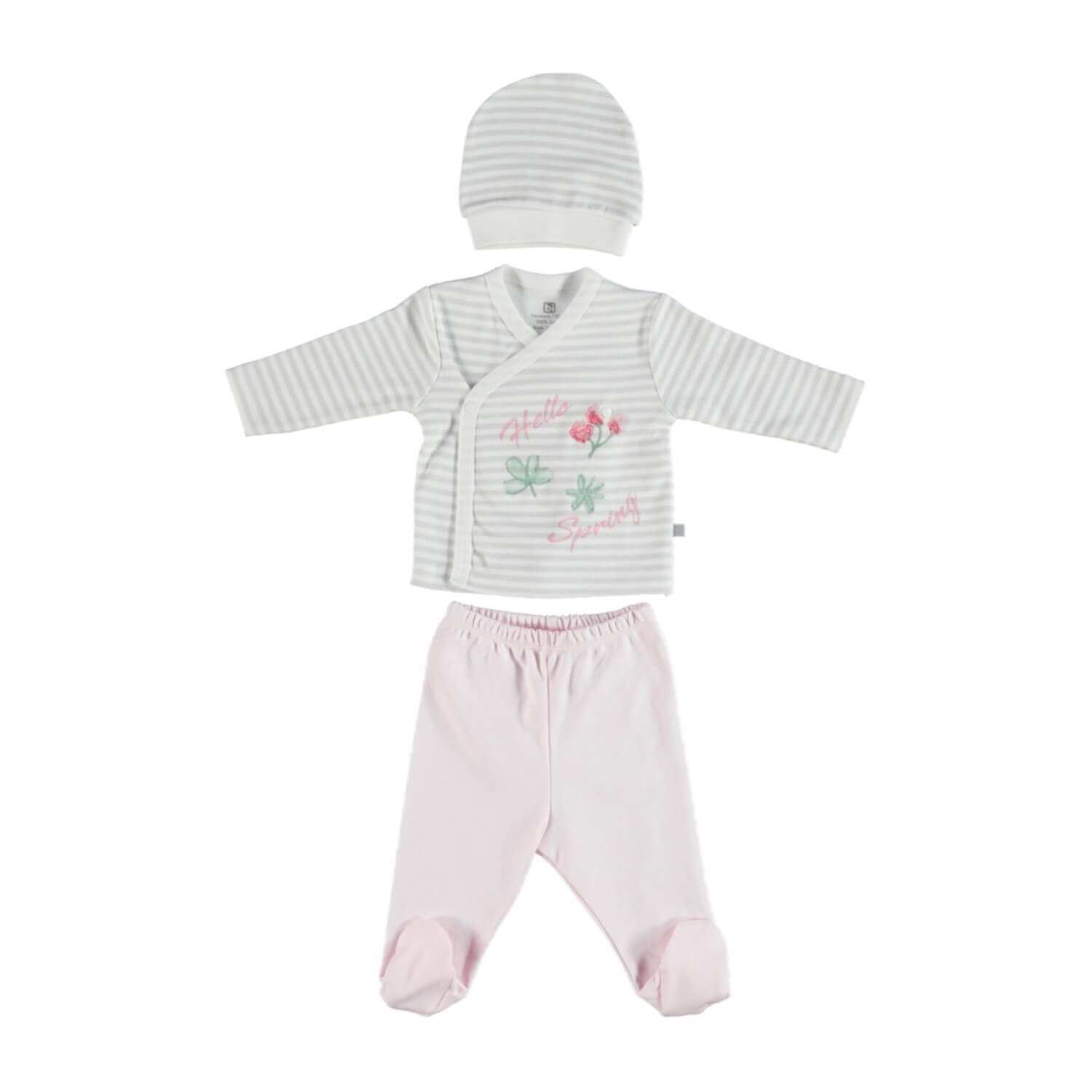 Bibaby Hello Spring 3'Lü Bebek Zıbın Takımı 73165 Gri