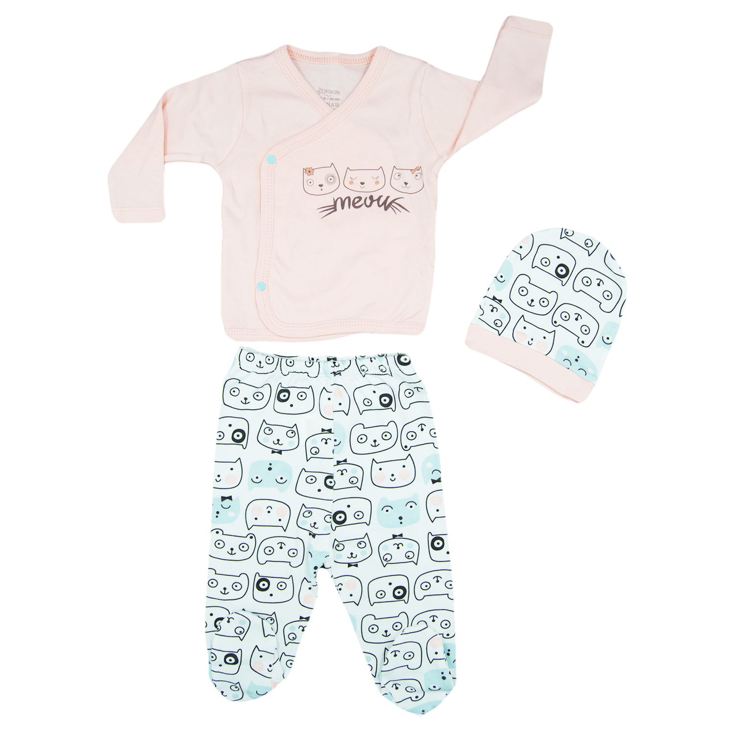 Little Life Cat Friends Patikli 3lü Bebek Zıbın Takımı 73177 Somon